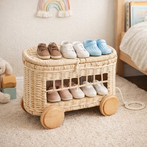 Carrito de Ratán para Niños a Precio Económico, Carrito de Juguete Hecho a Mano de Alta Calidad para Niños de 2 a 7 Años, Unisex, Herramientas ECOWOODIES - Product Image 1