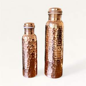 Botella de Agua de Cobre Puro Martillado de 1000 ml, a Prueba de Fugas, con Beneficios Ayurvédicos para la Salud, Recipiente de Cobre, Botella Deportiva, para Yoga, Gimnasio, Bebidas - Product Image 2