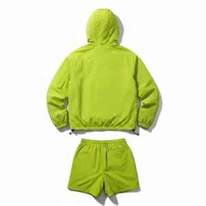 Conjunto Deportivo Ligero de Nailon para Hombre, Chaqueta Cortavientos con Capucha, Pantalones Cortos, Ropa Deportiva de Secado Rápido para Exteriores - Product Image 4