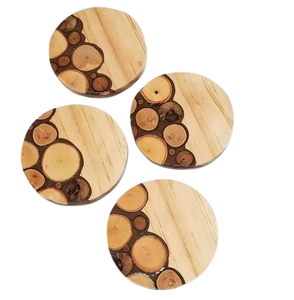 Sous-verres en bois d'acacia naturel uni, sous-verres en bois pour boissons, porte-gobelets en bois massif pour thé et café - Product Image 3