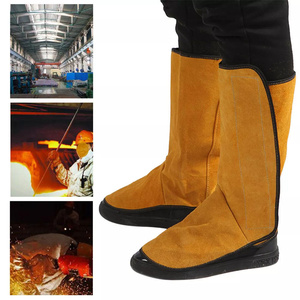 Couvre-chaussures de pompier en cuir de vachette pleine fleur soudé, résistant à la chaleur et ignifuge, protection de niveau D, vente en gros - Product Image 3