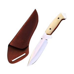 Couteau de chasse artisanal en acier inoxydable à lame fixe avec manche en os - Couteau de poche pour activités de plein air, bushcraft, survie, camping - Vente en gros par A&M ENTERPRISES - Product Image 6