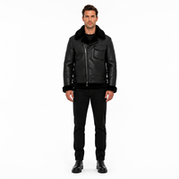 Blouson aviateur B-6 en cuir d'agneau nappa noir mat de qualité supérieure pour homme, doublure en laine mérinos respirante et coupe-vent, grandes tailles