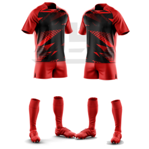 Kit Athlétique de Rugby Personnalisé : Maillot et Short Imprimés, Séchage Rapide, Anti-Transpiration, Tenue Sportive Professionnelle pour Joueurs d'Équipe 100% - Product Image 3