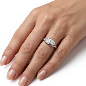 แหวนแฟชั่น Toi et Moi แหวนหมั้นสองเม็ดทรงหยดน้ำ แหวนแบบ Bypass ทองคำแท้ 10K/14K/18K ดีไซน์เรียบหรู แหวนทองคำสัญญา - Product Image 1