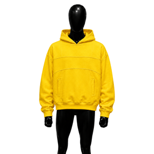 PREMIUM YELLOW OVERSIZED HOODIE <b>MEN</b> WINTER <b>Men</b> Cotton French Terry Casual Autumn Solid Color Pocket Design Regular Embroidered - Product Image 1