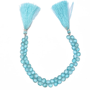 ลูกปัดอะพาไทต์ทรงหัวใจเหลี่ยมเพชรพลอยขนาด 5 มม.-8 มม. สีฟ้าทะเลธรรมชาติ เกรด AAA+ สำหรับทำเครื่องประดับ - Product Image 2