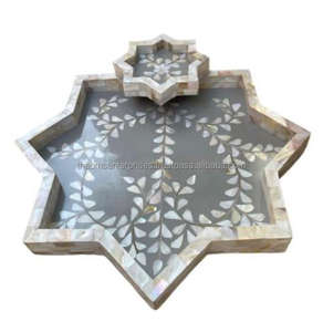 ถาดเสิร์ฟหอยมุกฝังดาวสไตล์ฝรั่งเศสทำด้วยมือถาดสำหรับชากาแฟผลไม้ของขบเคี้ยว - Product Image 3