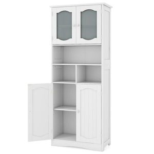 Bathroom Furniture Storage Cabinet with Elegant <b>Glass</b> Doors and <b>Shelves</b> - Product Image 2