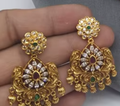 Pendientes de collar chapados en oro de calidad superior de aspecto tradicional para mujer para colección de ropa de boda para mujeres y niñas - Product Image 2