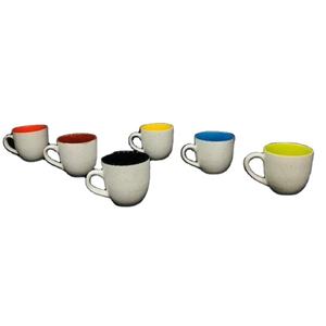 Juego de Tazas de Té de Cerámica Clásicas con Diseño de Puntos de Color, de la India - Product Image 1