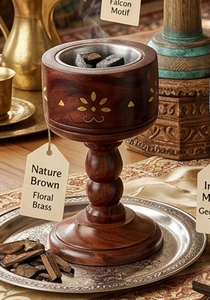 Brûleur d'encens en bois fait main avec calligraphie islamique et nœuds celtiques, artisanal, de haute qualité et finition personnalisée - Product Image 6