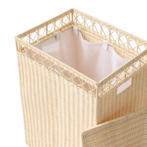 Panier de rangement en rotin naturel avec couvercle, forme rectangulaire, organisateur de linge durable, fournisseur en gros, directement de l'usine - Product Image 3
