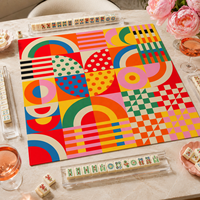 Tapis de Mahjong Géométrique Rétro Moderne de Luxe Pliable de 33 Pouces en Néoprène Antidérapant pour Poker Américain, Vente en Gros, Boutique, Cadeau, Jeu