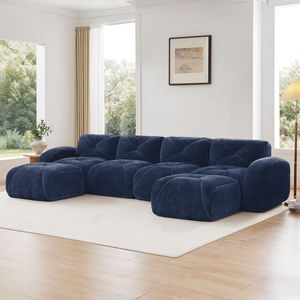 Canapé Mova en forme de U, design capitonné sans structure, avec base en mousse haute densité 32D, aucun assemblage requis, combinaison libre pour salon - Product Image 2