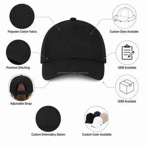 <b>Black</b> 6-Panel <b>Baseball</b> <b>Cap</b> Cotton Twill Adjustable Fitted Unisex Casual Hat Solid Color Four Seasons Adult Wear - Product Image 2