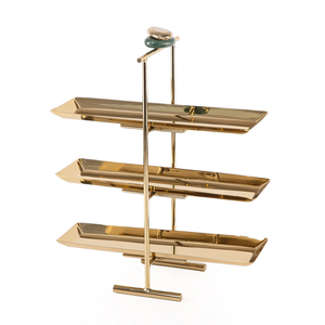 Support à pâtisserie en acier inoxydable de fabrication OEM, présentoir de luxe en métal pour desserts, idéal pour les buffets d'hôtel, les réceptions de mariage et les boutiques. - Product Image 1