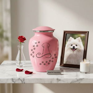Low Price Eco Friendly Pet Urns <b>for</b> Dog Memorial <b>Ashes</b> Solid Aluminium Metal Cremation Jars Paw Print Design Personalized Urns - Product Image 2