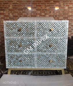 Armoire console 7 tiroirs convertible en incrustation d'os véritable de conception moderne de meilleure qualité pour la chambre à coucher entrée atelier utilisation appartement - Product Image 1