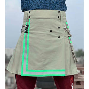 Kilt de travail pour homme écossais, fait main, en coton, hybride, pour pompier, avec poches de sécurité - Product Image 2