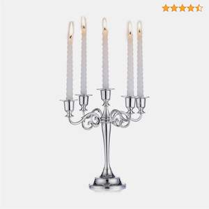 Candélabre moderne en métal argenté à 5 têtes, finition polie, porte-bougie pilier pour table de dîner, décoration de fête de Noël, hôtel - Product Image 2