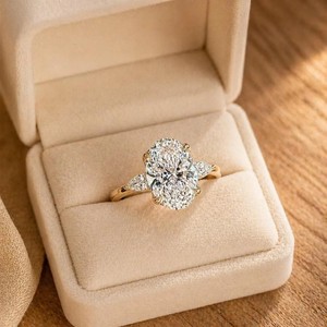 Oval & Pear Natural Diamond Ring DEF Color VS VVS Clarity IGI Certified 10K 14K 18K Solid Gold <b>Three</b> Stone Ring Engagement Ring - Product Image 3
