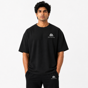 Camiseta de Algodón Negra Extra Grande para Hombre, Manga Corta, Cuello Redondo, Ropa Deportiva, Ropa Casual de Calle, Camiseta para Hacer Ejercicio - Product Image 4
