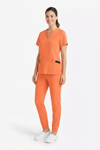High Quality Unisex V-Neck Hospital & Beauty Salon <b>Scrubs</b> <b>Set</b> Fashion Medical Uniforms Printed Nurse & Doctor Work <b>Scrub</b> Suits - Product Image 3