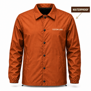 Waterproof Coach <b>Jacket</b> <b>Mens</b> Custom Embroidery Snap Button Lightweight Windbreaker Streetwear Wholesale Supplier - Product Image 1