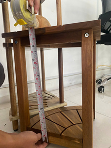 Teak Corner Shower <b>Stool</b>, 18" Inside Shower <b>Stool</b> with Storage Shelf, Waterproof <b>Bathroom</b> <b>Stool</b>, Adjustable Feet, Non-Slip - Product Image 4
