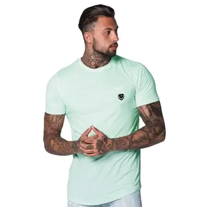Kaus pria kustom lengan pendek warna Aqua kaus hijau mint vintage logo kustom kaus pakaian katun 100%