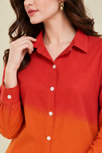 เสื้อเชิ้ตผ้าลินินไล่เฉดสีสำหรับผู้หญิง แขนยาว ปกคอปก ทรงหลวม สวมใส่สบาย เหมาะสำหรับฤดูใบไม้ผลิและฤดูร้อน สีพื้น - Product Image 5
