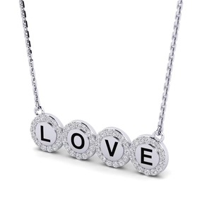 Collar con Colgantes de Letras de Amor a la Moda, con Cristales de Estrás, Chapado en Rodio, Acero Inoxidable, Unisex, Regalo Romántico - Product Image 3