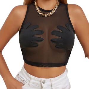 Camiseta sin mangas con cuello redondo Sexy de verano personalizada OEM, camiseta sin mangas con corsé ajustado, chaleco sin mangas, Top corto para mujer Street Active - Product Image 1