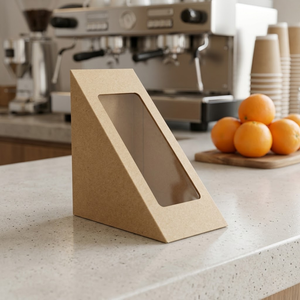 Custom Kraft Sandwich Packaging <b>Box</b> with Window | Eco Friendly Disposable Food Paper <b>Box</b> for Bakery Takeaway Packaging Supplier - Product Image 2