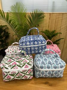 High quality quilted cotton <b>makeup</b> bag handmade cosmetic pouch zipper vanity organizer travel toiletry storage reusable <b>case</b> - Product Image 3