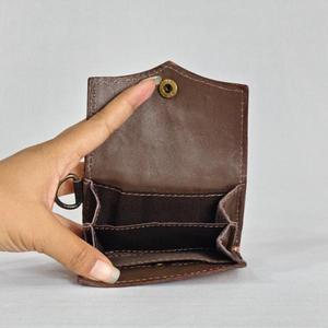Vintage Genuine Leather <b>Card</b> Holder With <b>Embossed</b> Floral Pattern Snap Closure Single Strap Unisex Portable Daily Use - Product Image 3