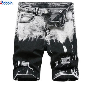 Shorts en jean pour hommes, longueur genou, coupe droite et ample, style streetwear, décontractés, personnalisables - Product Image 1