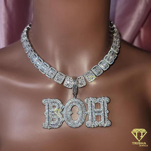 สร้อยคอจี้ตัวอักษร "BOH" สุดหรู พร้อมจี้แบบ Bubble ดีไซน์พิเศษ สายคิวบันลิงค์ เครื่องประดับสำหรับผู้ชายสไตล์แร็ปเปอร์ - Product Image 6