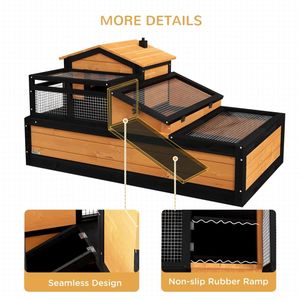 Casetta Classica in Legno Massello per Animali Domestici, Casetta per Tartarughe, Habitat per Piccoli Animali con Motivo Rettangolare per Animali di Taglia Grande in Autunno - Product Image 1