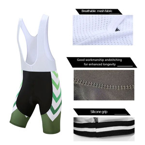 Conjunto de maillot y pantalón corto de ciclismo para hombre, verde y blanco con patrón en zigzag, jersey de manga corta con cremallera completa, ropa de ciclismo de verano que absorbe la humedad - Product Image 6