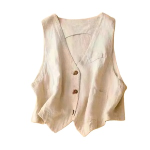 Coton respirant nouveau gilet d'automne et d'hiver pour hommes et femmes avec manteau de gilet à col montant multi-poches - Product Image 1