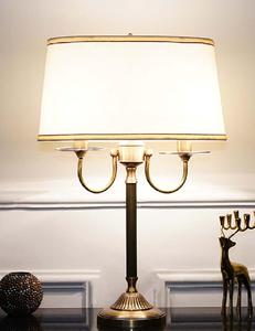 Traditional Brass Table Lamp With White Fabric Drum Shade E27 LED Warm <b>Light</b> Living Room Decorative <b>Lighting</b> - Product Image 1