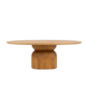 Mesa de Comedor Ovalada Moderna con Base de Madera, Muebles Minimalistas para Hogar, Cafetería, Villa - Product Image 2