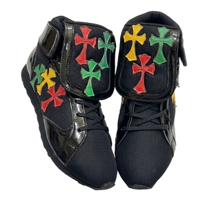 Chaussures de boxe montantes noires personnalisées avec empiècements croisés colorés, en maille respirante, à fermeture auto-agrippante, pour toutes les conditions météorologiques, bottes d'entraînement antidérapantes - Product Image 5