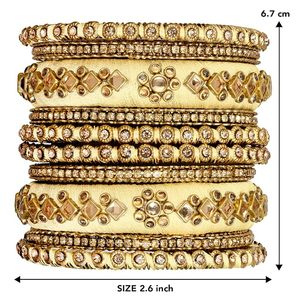 Brazaletes Étnicos de Seda Azul con Incrustaciones de Kundan, Chapados en Oro, Hechos a Mano, para Mujer, Brazaletes de Moda para Chicas, Festivos - Product Image 3