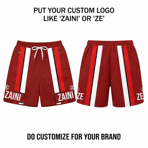 320 GSM Premium Polyester Interlock Windbreaker <b>Shorts</b> Red <b>White</b> Black Panel Custom Sublimation Logo Nylon Windbreaker <b>Shorts</b> - Product Image 1