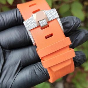 Reloj de Diamantes de Lujo, un Regalo Espléndido, con Correa de Plata y Moissanita, Esfera de Cristal de Zafiro, Movimiento de Cuarzo ETA, Caja de 28 mm, Día/ Fecha - Product Image 3