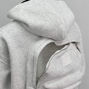 Men's Oversized Hooded Sweatshirt Black Fleece Pocket Back Logo Casual Autumn Wear Hoodie For Men - Product Image 4