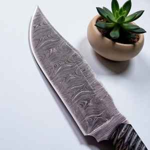 Cuchillo de Caza de Acero de Damasco Forjado para Supervivencia al Aire Libre, Fabricación Personalizada OEM, Hoja de Acero de Damasco Forjado, Mango de Madera - Product Image 4